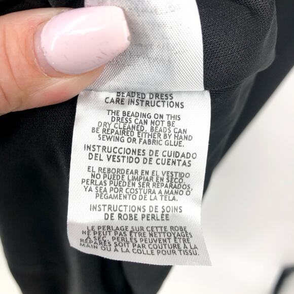 XSCAPE Women's Elis Long Jersey Knit Dress Size 8 Black Silver Illusion NWT - Picture 11 of 12